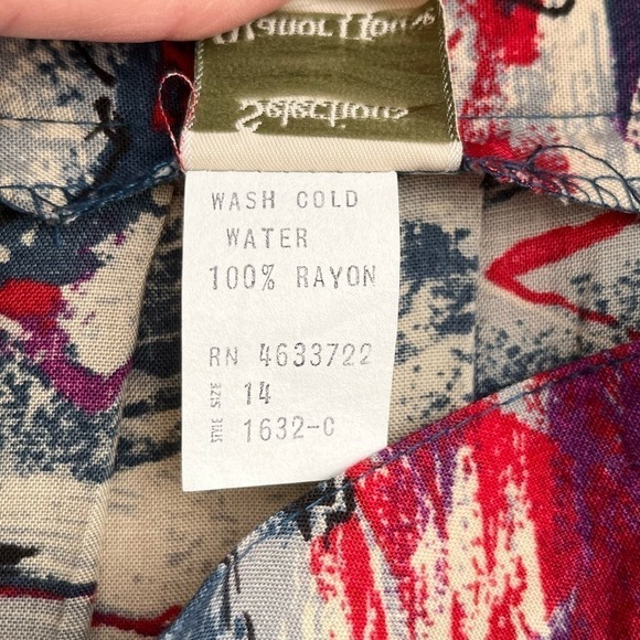 Vintage 80s Selections Manor House Abstract Print Pleated Midi Skirt Blue Red, M - Picture 9 of 12